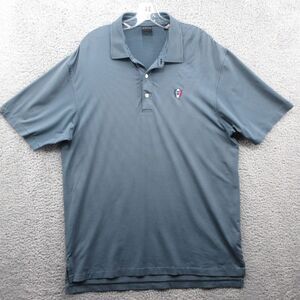 Dunning Golf Polo Shirt Mens Large Blue Striped Bell Shield‎ Logo